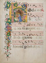 Manuscript Leaf with the Nativity in an Initial H