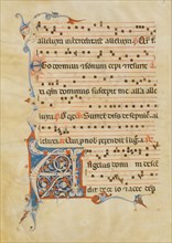 Manuscript Leaf with Foliated Initial A