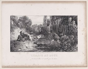 Wolf Hunt: Wounded Animal Attacked by Dogs, from the series Hunting Scenes, 1829.