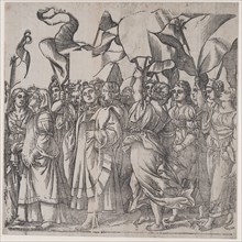 Section C: female martyrs and saints holding banners, from The Triumph of Christ, 1836.