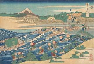 Fuji Seen from Kanaya on the Tokaido (Tokaido Kanaya no Fuji), from the series Thirty-six Views of Mount Fuji (Fugaku sanjurokkei), ca. 1830-32.
