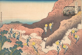 Groups of Mountain Climbers (Shojin tozan), from the series Thirty-six Views of Mount Fuji (Fugaku sanjurokkei), ca. 1830-32.
