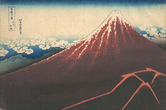 Storm below Mount Fuji (Sanka no haku u), from the series Thirty-six Views of Mount Fuji (Fugaku sanjurokkei), ca. 1830-32.