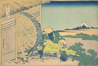 The Waterwheel at Onden (Onden no suisha), from the series Thirty-six Views of Mount Fuji (Fugaku sanjurokkei), ca. 1830-32.