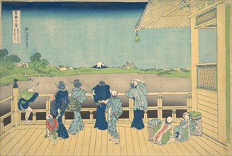 Sazai Hall at the Temple of the Five Hundred Arhats (Gohyaku Rakanji Sazaido), from the series Thirty-six Views of Mount Fuji (Fugaku sanjurokkei), ca. 1830-32.