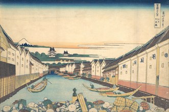 Nihonbashi in Edo (Edo Nihonbashi), from the series Thirty-six Views of Mount Fuji (Fugaku sanjurokkei), ca. 1830-32.