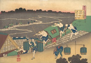 Poem by Fujiwara no Michinobu Ason, from the series One Hundred Poems Explained by the Nurse (Hyakunin isshu uba ga etoki), 1760-1845.