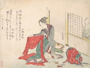 Woman Folding Cloth, late 18th-early 19th century.