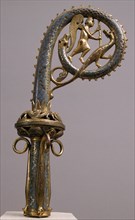Crozier Head with Saint Michael Slaying the Dragon, French, ca. 1220-30.
