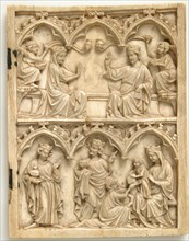 Right Wing of a Diptych with Coronation of the Virgin and Adoration of the Magi, French, 14th century.