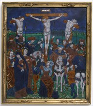 Plaque with the Crucifixion, French, late 15th-early 16th century.  Gestas was on the cross to the left of Jesus and Dismas to the right.