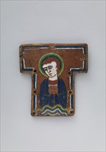 Plaque from a Cross with a Saint or Angel Holding the Host, French, ca. 1190-1200.