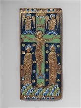 Book Cover Plaque with the Crucifixion, French, ca. 1190-1200. Figures of the Virgin, Saint John, and angels,