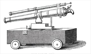 Novel experiments in warfare - non-recoil gun, 1844. Creator: Unknown.