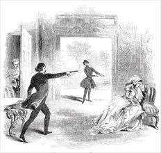 Scene from "The Mysterious Stranger", at the Adelphi Theatre, 1844. Creator: Unknown.