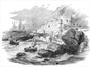 Ichaboe - mode of shipping the guano, 1844. Creator: Unknown.