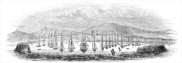 Inspection of Revenue Cruisers, in Kingstown Harbour, Dublin, 1844. Creator: Unknown.
