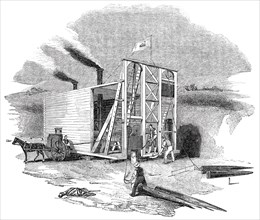 Patent American steam pile-driving engine, 1844. Creator: Unknown.