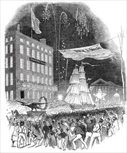 Torch light procession in New York, 1844. Creator: Unknown.