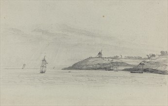 Coastal Landscape with Shipping; Windmill in Distance