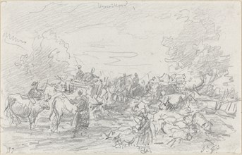 Herds Crossing a Stream
