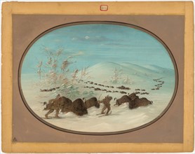 Buffalo Chase in the Snow Drifts - Ojibbeway