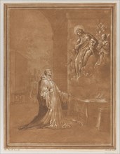 Madonna and child appearing before a kneeling saint