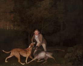 Freeman, the Earl of Clarendon's gamekeeper, with a dying doe and hound;A Park Scene at the Grove : Freeman, the Earl of Clarendon's Gamekeeper with a dying doe and hound;Freeman, Keeper of the Earl o...