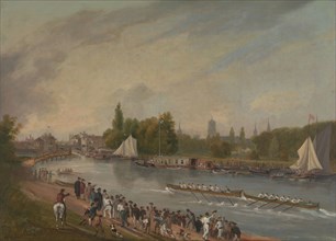 A Boat Race on the River Isis, Oxford, 1822. after John Thomas Serres