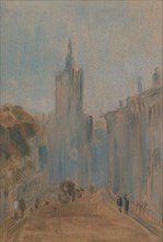 Street with Church and Figures, 1822 to 1825. Formerly attributed to Joseph Mallord William Turner and Peter DeWint