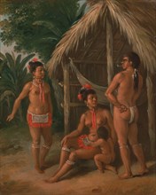 A Leeward Islands Carib family outside a Hut, ca. 1780.
