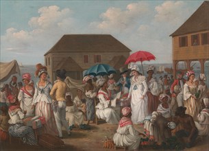 Linen Market, Dominica - A Market Scene, ca.1780.