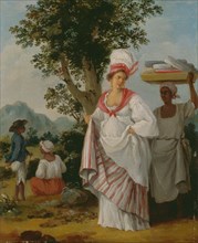 A West Indian Creole Woman Attended by her Black Servant, ca. 1780.