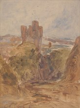 Tantallon Castle (?), a study, ca. 1830. Formerly attributed to Joseph Mallord William Turner, and Peter DeWint