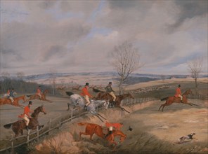 Hunting Scene: Drawing the Cover;The Belvoir Hunt: Jumping into and out of a lane, ca. 1840.