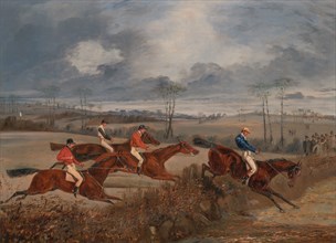 Scenes from a steeplechase: Taking a Hedge;A Steeplechase: Near the Finish, ca. 1845.