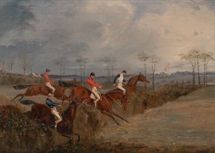 Scenes From a Steeplechase: Another Hedge;A Steeplechase: Taking a Hedge and Ditch, ca. 1845.