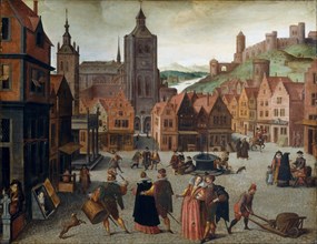 The Marketplace in Bergen op Zoom, probably 1590 and 1597. Attributed to Abel Grimmer.