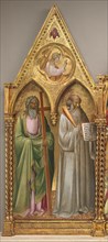 Saint Andrew and Saint Benedict with the Archangel Gabriel [left panel], shortly before 1387.