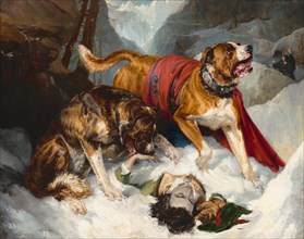 Alpine Mastiffs Reanimating a Distressed Traveler, 1820.