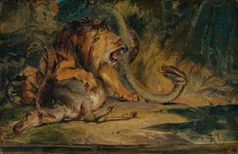 Lion Defending its Prey, c. 1840.