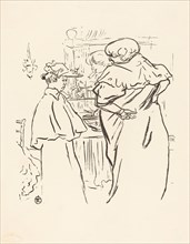 Two Women before a Mirror.  Observations of daily life inside a Parisian brothel where Lautrec resided.