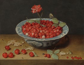 Wild Strawberries and a Carnation in a Wan-Li Bowl, c. 1620.