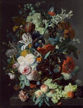 Still Life with Flowers and Fruit, c. 1715.