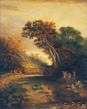 Landscape with Picnickers and Donkeys by a Gate, c. 1830-1880.