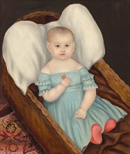 Baby in Wicker Basket, c. 1840.