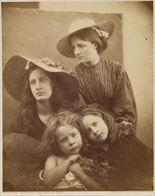 Summer Days, 1866.  May Prinsep and Mary Ryan in straw hats, with Freddy Gould and Elizabeth Keown.