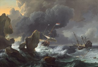 Ships in Distress off a Rocky Coast, 1667.