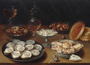 Dishes with Oysters, Fruit, and Wine, c. 1620/1625.