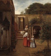 Woman and Child in a Courtyard, 1658/1660.